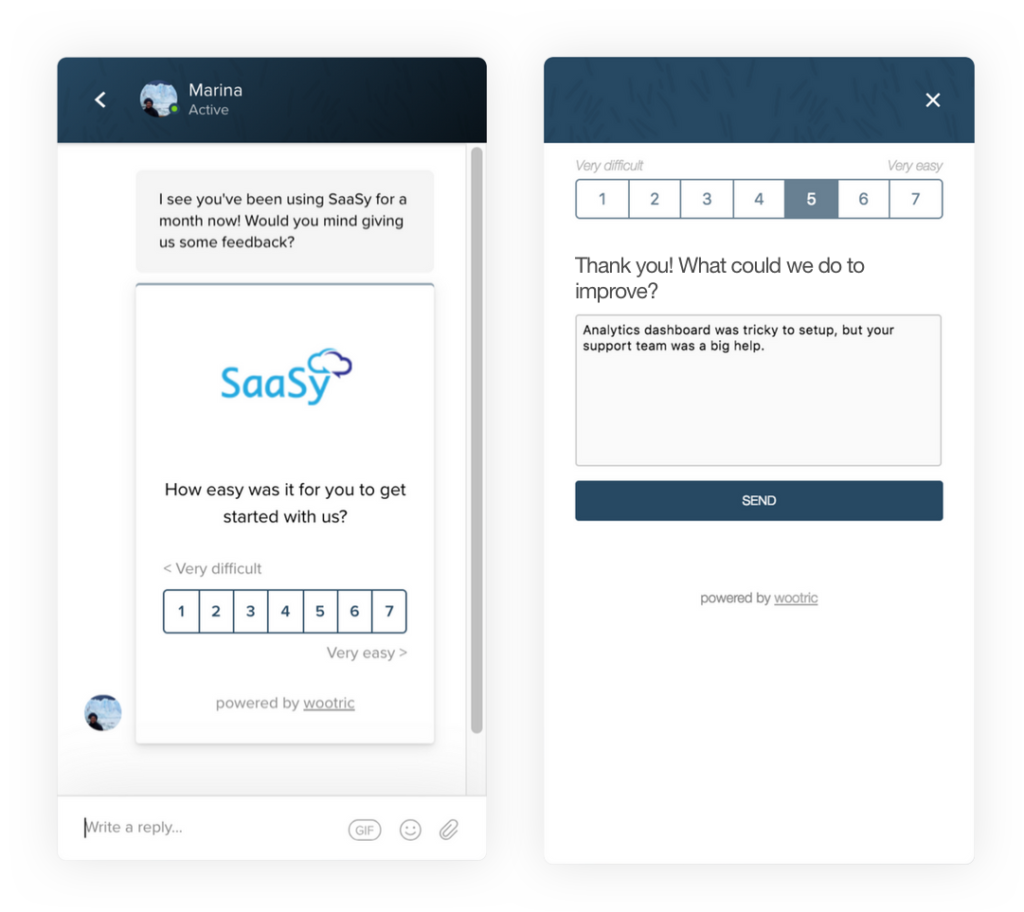 Customer Effort Score Survey in Intercom Messenger