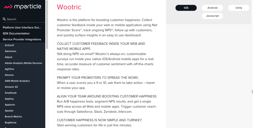 mparticle - Wootric integration