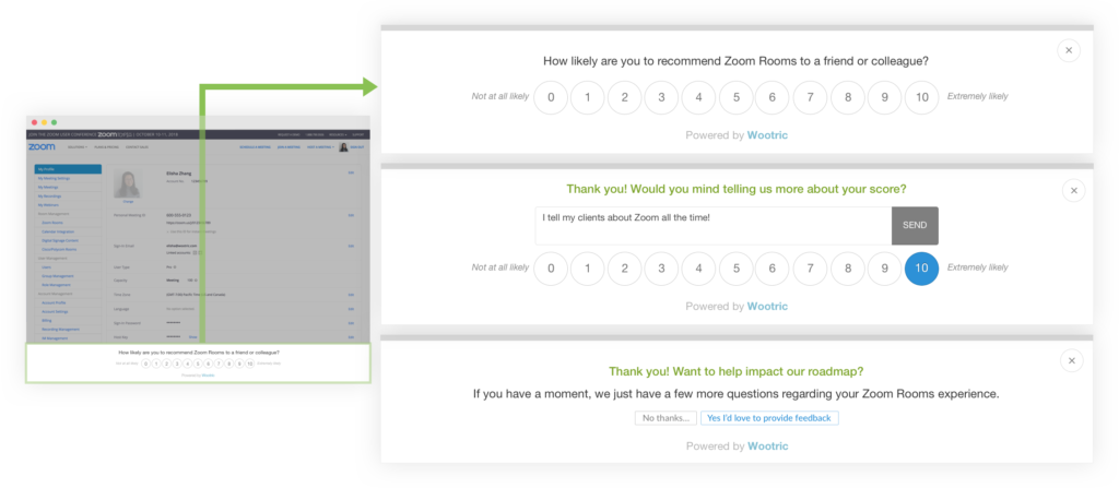 Wootric in-app web NPS survey