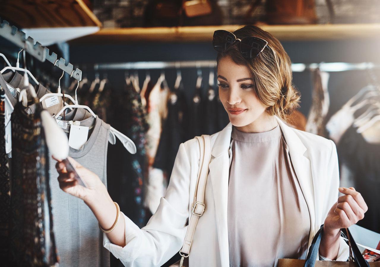 Retail shopper looking at clothes