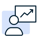 Icon image of a user and graph.