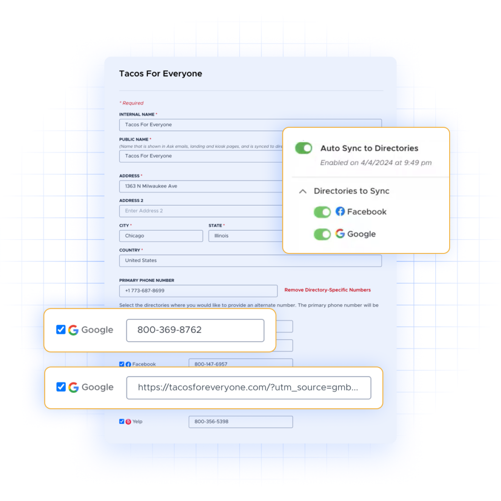 Local listings management software that allows you to edit business information by location